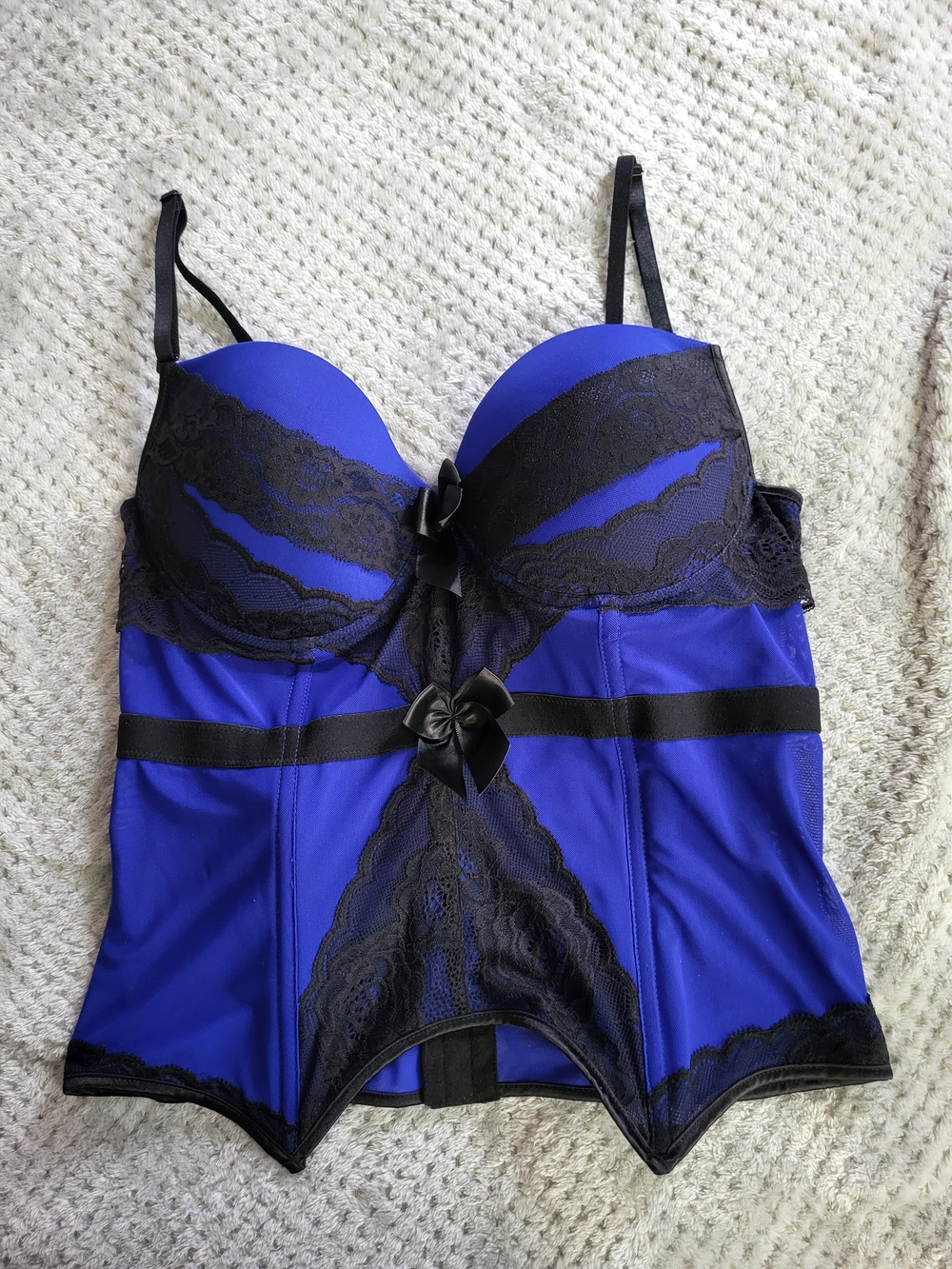 Black & Royal Blue Lace Bustier 6xl